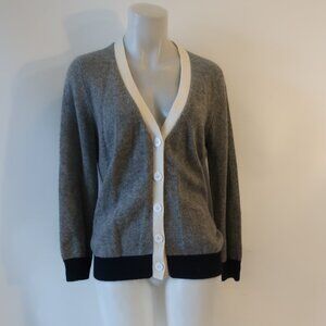 Womens Jumper 100% Cashmere Gray, White, Navy Cardigan Sweater 4/US XL